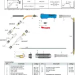 Ficha técnica e vista explodida — Tocha MIG/MAG SBME 450