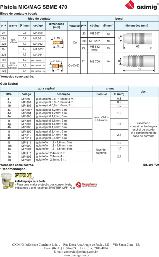 Ficha técnica Tocha MIG/MAG SBME 470 — página 2