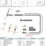 Ficha técnica e vista explodida — Tocha TIG TN 17 / 17F