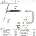 Ficha técnica e vista explodida — Tocha TIG TW 500